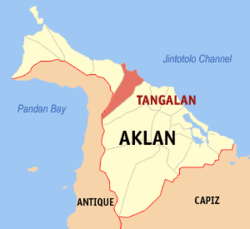 Mapa de Aklan con Tangalan resaltado