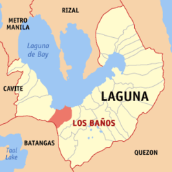 Map of Laguna with Los Baños highlighted