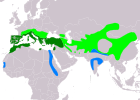 Aire de répartition de l'Hirondelle de rochers