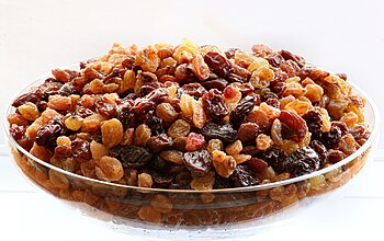 English: Raisins. Français : Raisins secs. Рус...