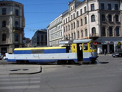 3. tramvaju depo sliežu laistāmais vagons