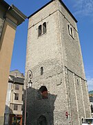Tower, old belfry of the Church of Notre-Dame