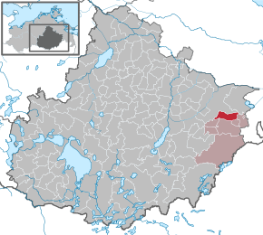 Poziția Schönbeck pe harta districtului Mecklenburgische Seenplatte