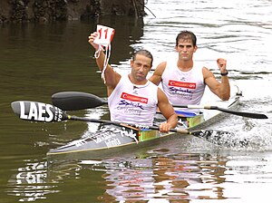 Martínez y Castañón en meta del Sella 2009.