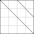 1. Trazar a diagonal do cadro 4x4, e outra diagonal menor paralela à anterior, da metade superior à metade dereita.