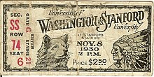 1930 football ticket stub depicting the UW Husky mascot Ticket Washington vs Stanford 1930 side1.jpg