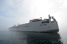 The Military Sealift Command large, medium-speed roll-on/roll-off ship USNS Red Cloud (T-AKR 313) participates in Combined Joint Logistics Over-the-Shore (CJLOTS) 2015 at Anmyeon Beach, Republic of Korea. USNS Red Cloud 2.jpg