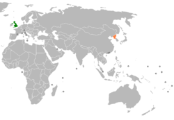 United KingdomとNorth Koreaの位置を示した地図