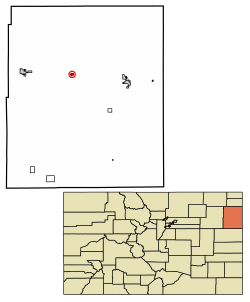 Location of the Town of Eckley in Yuma County, Colorado.