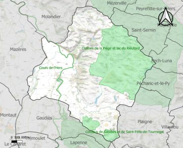 Carte des ZNIEFF de type 1 sur la commune.