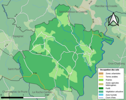 Carte en couleurs présentant l'occupation des sols.