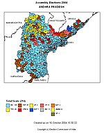 A pictorial representation of the results of the 2004 Andhra Pradesh Legislative Assembly election