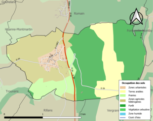 Carte en couleurs présentant l'occupation des sols.