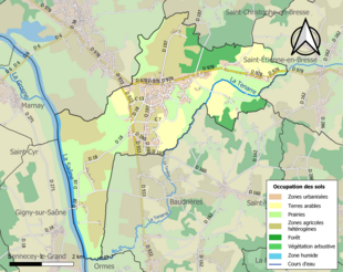 Carte en couleurs présentant l'occupation des sols.