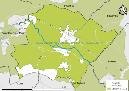 Carte des ZNIEFF de type 2 de la commune.