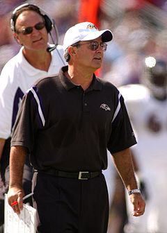 Coach Gary Zauner (front) and Brian Billick with the Baltimore Ravens in 2003. Brian Billick & Coach Zauner.jpg