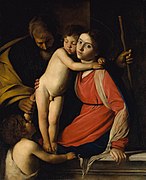 Hinführen zum Streicheln im Bild „The Holy Family With the Infant St. John the Baptist“ von Caravaggio