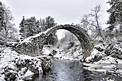 Carrbridge Packhorse Bridge in winter