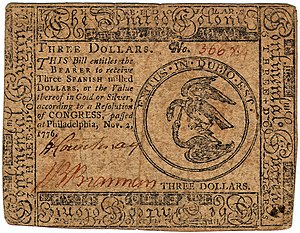 Continental Currency $3 banknote obverse (November 2, 1776).jpg