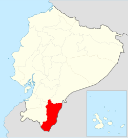 Location of Zamora Chinchipe Province in Ecuador.