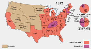 Electoral map of the 1852 presidential election.