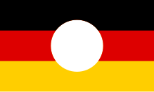 Flag of the GDR/DDR with cut-out emblem, prominently visible during protests against the Communist Regime Flag of East Germany with cut out emblem.svg