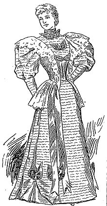 Drawing of a woman wearing a nineteenth century dress