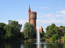 The old water tower in Landskrona is a landmark that can be seen from far away