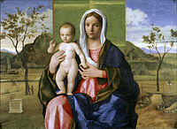 la Vierge et l'Enfant bénissant. 1510. Huile sur bois, 85 × 118 cm. Brera, Milan