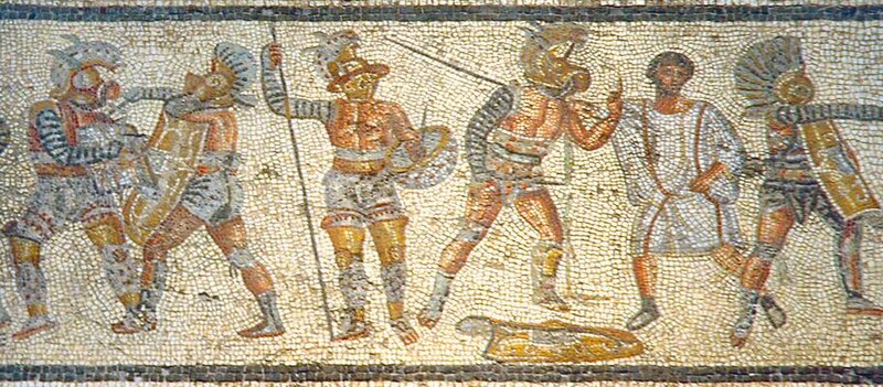 Datei:Gladiators from the Zliten mosaic 3.JPG