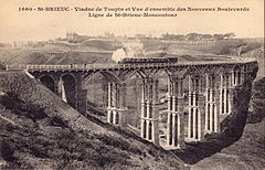 St-BRIEUC - Viaduc de Toupin et Vue d'ensemble des Nouveaux Boulevards - Ligne de St-Brieuc à Moncontour