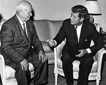 English: John F. Kennedy meeting with Nikita K...