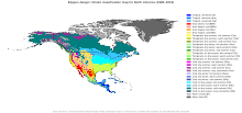 A Koppen climate classification map of North America Koppen-Geiger Map North America present.svg