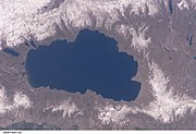 Lake Tahoe from space (north is to the right)