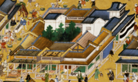 江戸時代初期の日本橋の町屋(『江戸図屏風』)