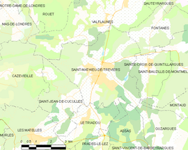 Mapa obce Saint-Mathieu-de-Tréviers