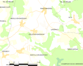 Mapa obce Celles-en-Bassigny