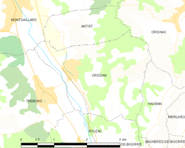 Mapa obce Ordizan