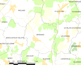 Mapa obce Arpenans