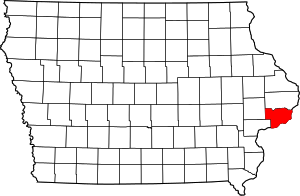 Map of Iowa highlighting Scott County