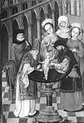 Meister von Kappenburg, ehem. zugeschr., Beschneidung Jesu, Ende 15. Jahrhundert, Westfalen, Öl auf Holz, 36,5 × 26 cm, NK1614