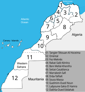 Morocco Regions 2015 numbered.svg