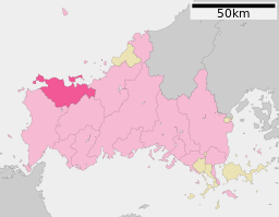 Nagatos läge i Yamaguchi prefektur      Städer      Landskommuner