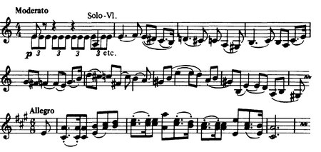 score fragments for main themes of the work