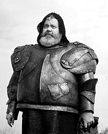 Welles in medieval armor in the 1965 film Chimes at Midnight