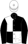 Black and white (quartered), black sleeves, white cap