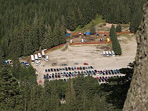 Blick auf den Parkplatz auf der Alm Palenica Białczańska