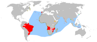 All areas of the world that were once part of the Portuguese Empire. The Portuguese established in the early 16th century together with the Spanish Empire the first global empire and trade network. Portugal Imperio total.png