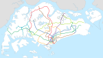 A diagram of the physical spread of the MRT network across the island.