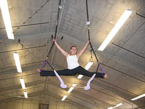 This is me on the trapeze during practice with...